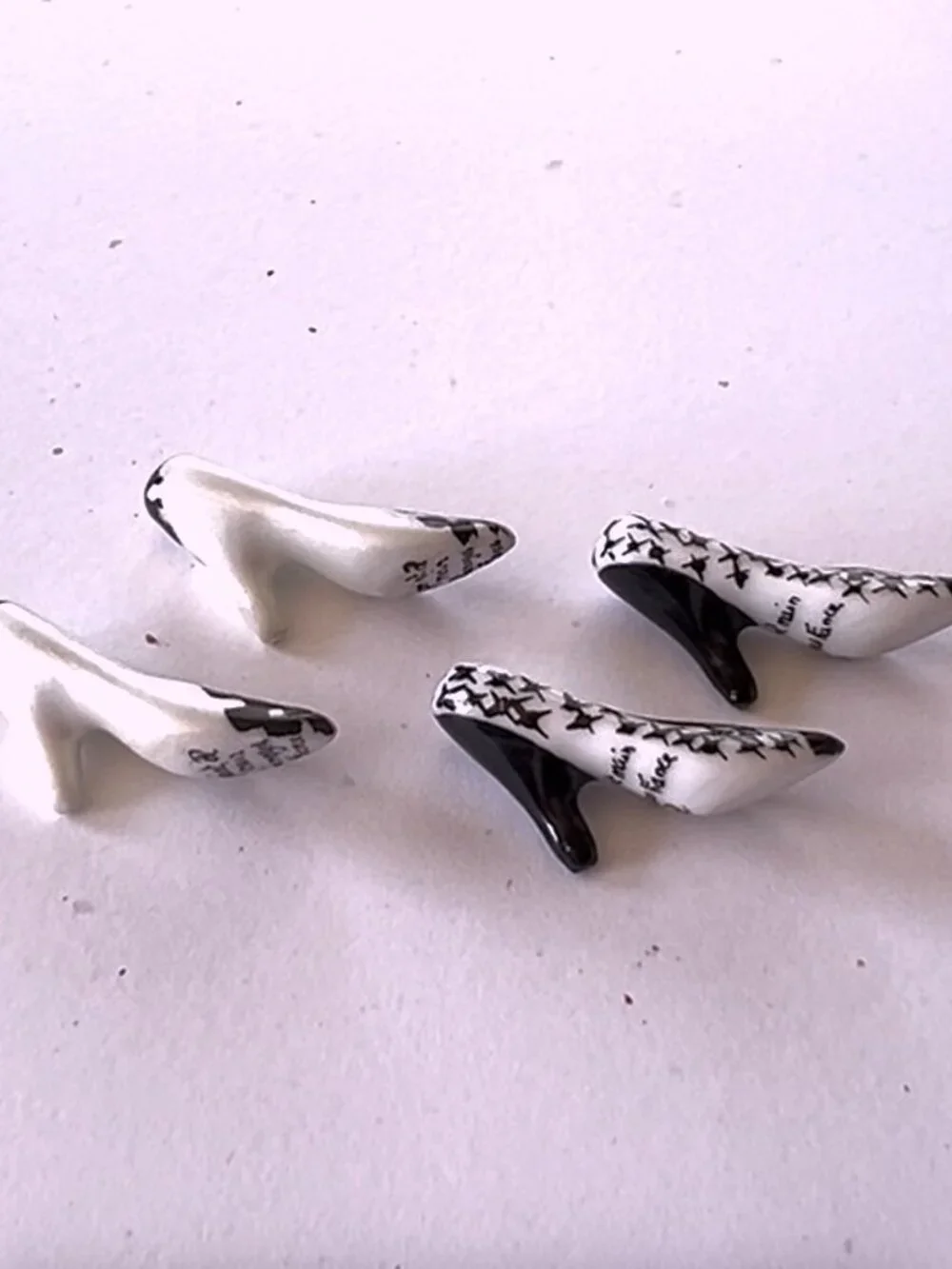 TWO PAIRS * LIMOGES FRANCE PORCELIAN DOLL HEELS